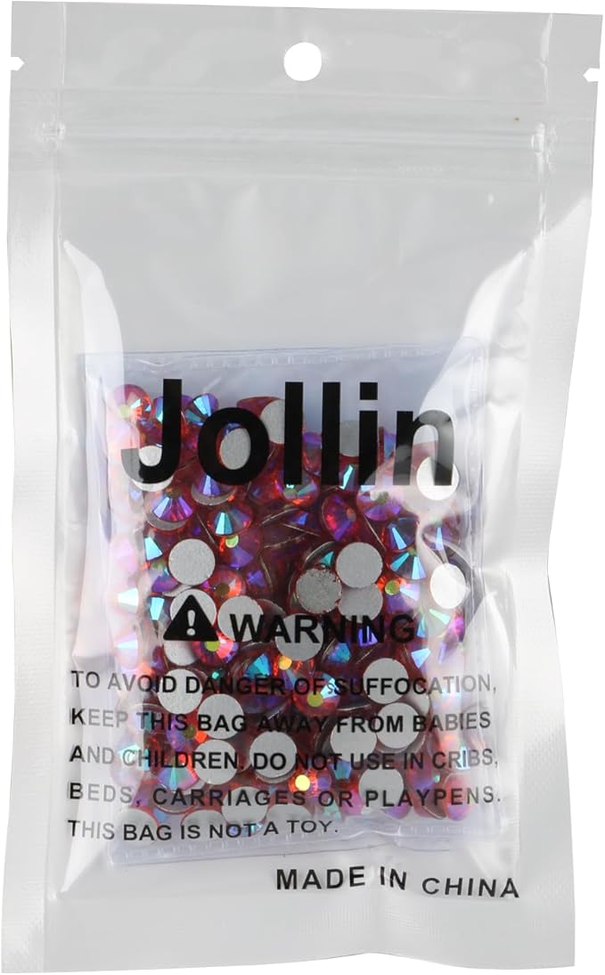 Jollin Glue Fix Crystal Flatback Rhinestones Glass Diamantes Gems for Nail Art Crafts Decorations Clothes Shoes(ss34 288pcs, Red AB)