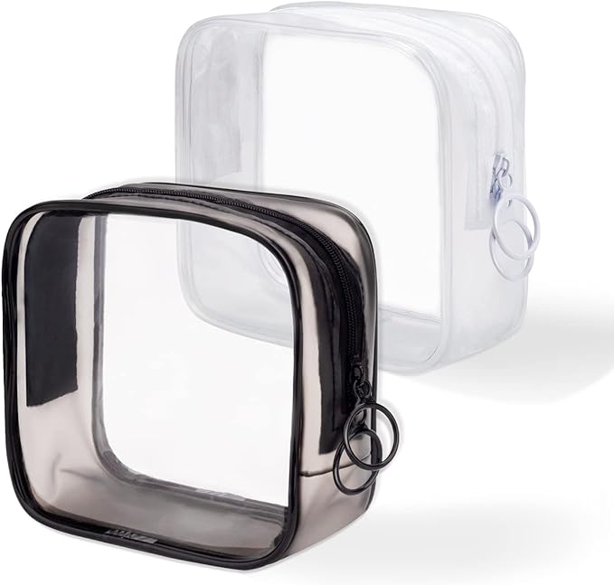 LYroo Small Makeup Bag Clear Mini Makeup Zipper Pouch Makeup Bag Small Cosmetic Bag for Purse Essentials Items Women Coin Purse Aesthetic Stuff（2 Pack
