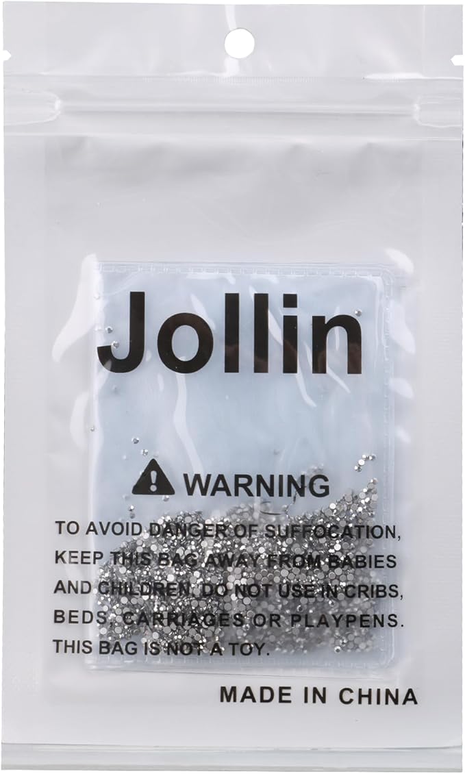 Jollin Glue Fix Crystal Flatback Rhinestones Glass Diamantes Gems for Nail Art Crafts Decorations Clothes Shoes(ss3 2880pcs, Silver)