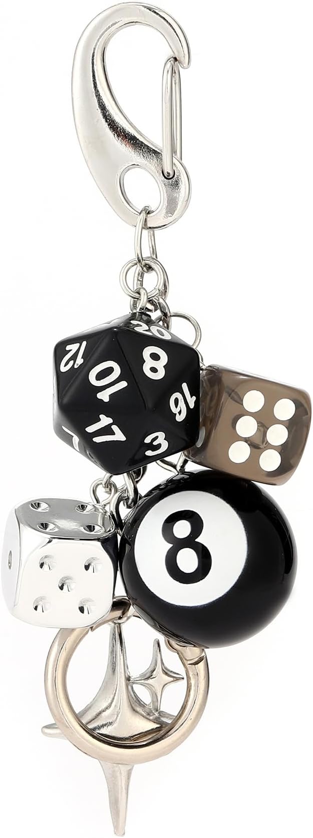 8 Ball Keychain Y2K Star Dice Billiards Keychin Lucky 8 ball Keychain Bag backpack Purse Charm (8 ball)