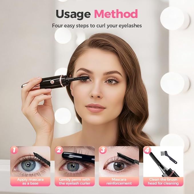 2026 Heated Eyelash Curler, Heated Lash Curler Rechargeable USB Electric Eyelash Curler, Fast Heat Up, Long Lasting with Led Display, Heat with 4 Temp Settings Makeup Tool (Yellow)