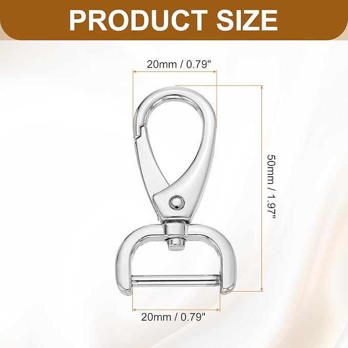 HARFINGTON 4pcs Detachable Snap Hook Swivel Clasp 3/4" (20mm) Zinc Alloy Lobster Claw Clasp for Keychain Lanyard Purse DIY Purse Strap, White