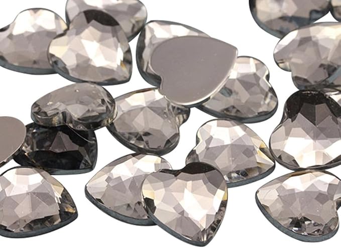 Allstarco 25mm Crystal JG06 Flat Back Heart Acrylic Rhinestones 1 Inch Costume Plastic Gems Cosplay Jewels for Valentine's Party - 18 Pieces