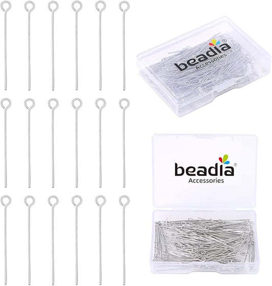 Platinum Plated Open Eye Pins Non Tarnish 35mm 150pcs for Jewelry Making Findings