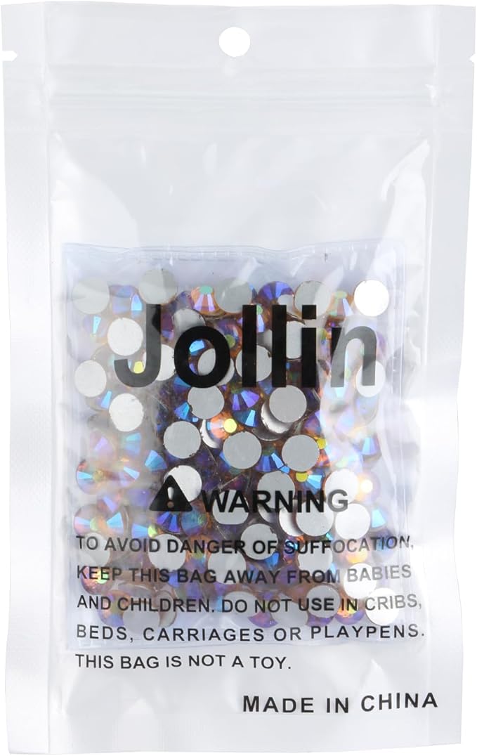 Jollin Glue Fix Crystal Flatback Rhinestones Glass Diamantes Gems for Nail Art Crafts Decorations Clothes Shoes(ss34 288pcs, Topaz AB)