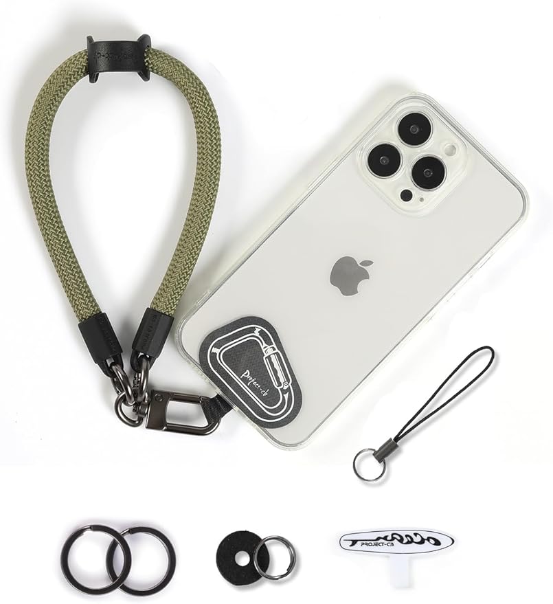 project-cb Hand Wrist Phone Strap,Phone Lanyard Patch ×2,Cell Phone Case Holder,Wristlet Strap for Key,AirPods,Camera (Green, 12inch)