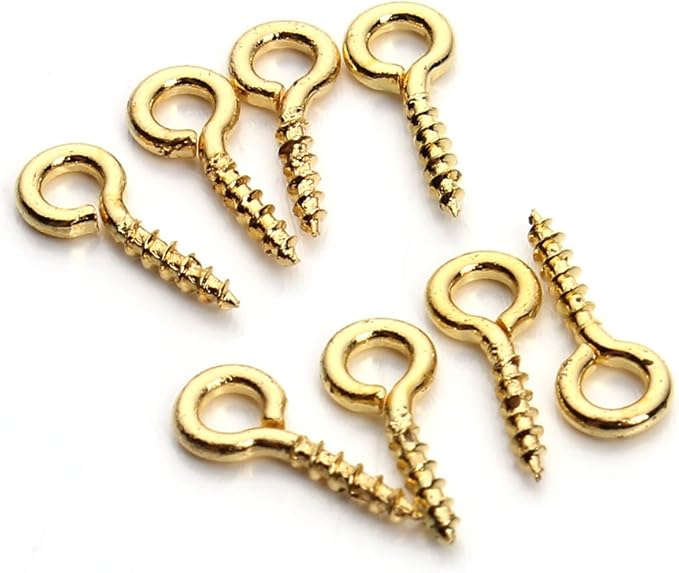 Metal Screw Eye Pins Hooks 4X10mm Heavy Duty Screw Eye Pins for DIY Jewelry Making Red Copper Plated Eye Bolt Arts & Crafts Project 200 Pcs/lot