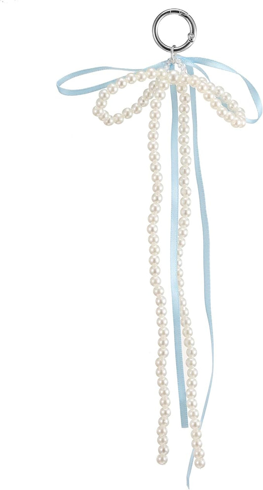 Pearl Bow Keychain Cute Y2k Lace Bowknot Keychain Coquette Aesthetic Accessories Bag Purse Handbag Backpack Charm
