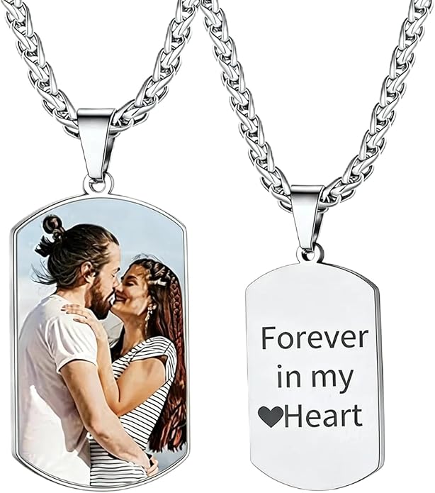 CLYLIFE Picture Necklace Personalized Photo,Custom Disc/Heart Pendant for Men Women Dad Mom Customized Necklace with Chain Photos Memorial Gifts for Mother's Day, Birthday, Anniversary