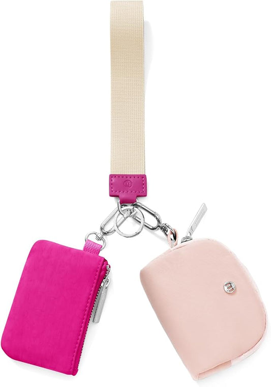 Keychain Wallet Mini Zip Around Wristlet Wallets for Women Detachable Dual Pouch Wristlet Portable Coin Purse Small Wallets