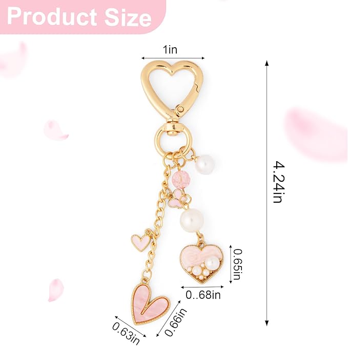 Y2K Keychain Set Heart Butterfly Pearl Flower Bag Charms,Cute Aesthetic Accessories for Women Gifts Keys Bags Purse
