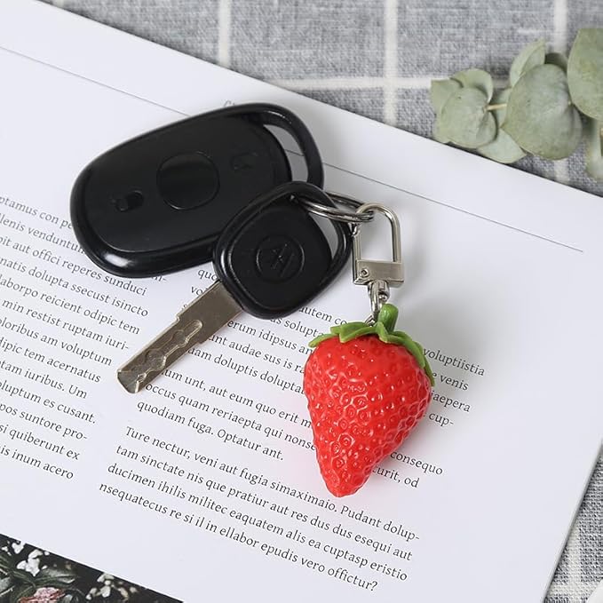 HSYHERE Men Women Creative Interesting Novelty Stylish Mini Simulated Food Orange Shrimp Keychain Key-ring Pendant