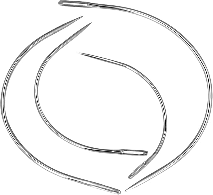 Curved Needles 2'' / 2.5'' / 3 ''/ 3.5 '' C Type Weaving Sewing Needles Hand Sewing Leather Needles Upholstery Carpet Leather Canvas Repair Weaving Needles