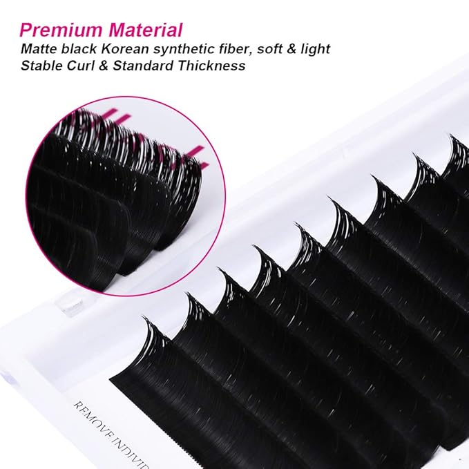 Eyelash Extension Easy Fan Volume Lashes 0.03-0.10mm C D DD L Curl 8-30mm Length Volume Lash Extensions Self Fanning Eyelash Extensions (0.05-DD, 11-19mm Mix)