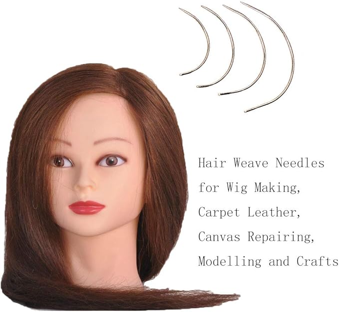 80Pcs Curved Needles BUTUZE Plastic Needle Case with 4 Sizes Hooked Needle for Stitching,Sewing,Embroidery,Hair Weaving