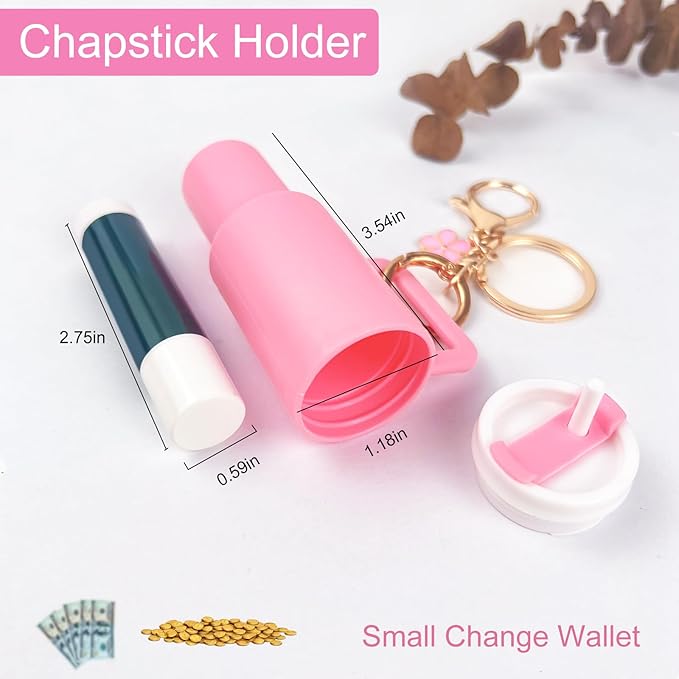 Mini Tumbler Keychain Chapstick Holder, Key Chains Women Cute, Purse Charms for Handbag Backpack Bag