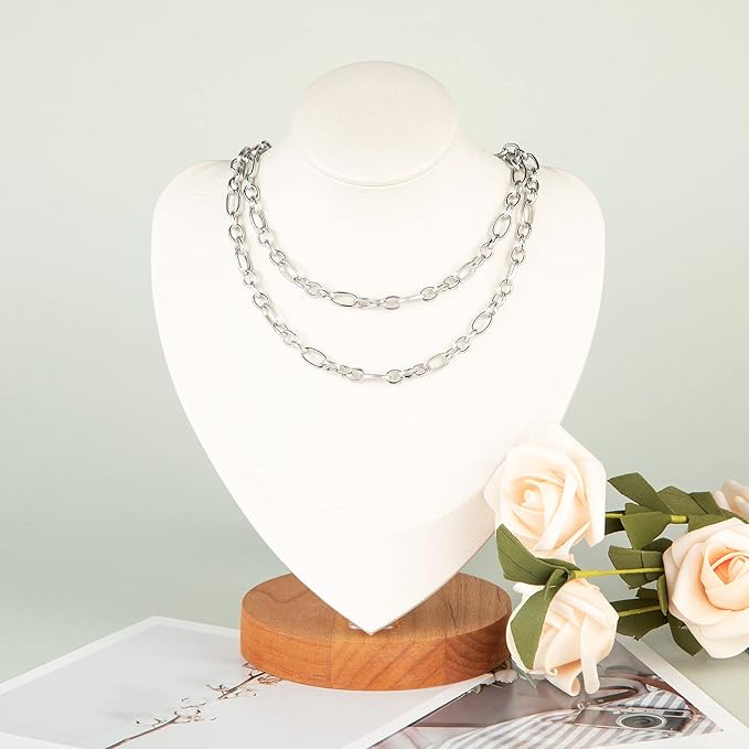 16.4 Feet Silver Stainless Steel Chains for Jewelry Making Heavy Men Hip-pop Necklace Embossed Cable Link Chain Bulk with 30 Jump Rings 10 Lobster Clasps
