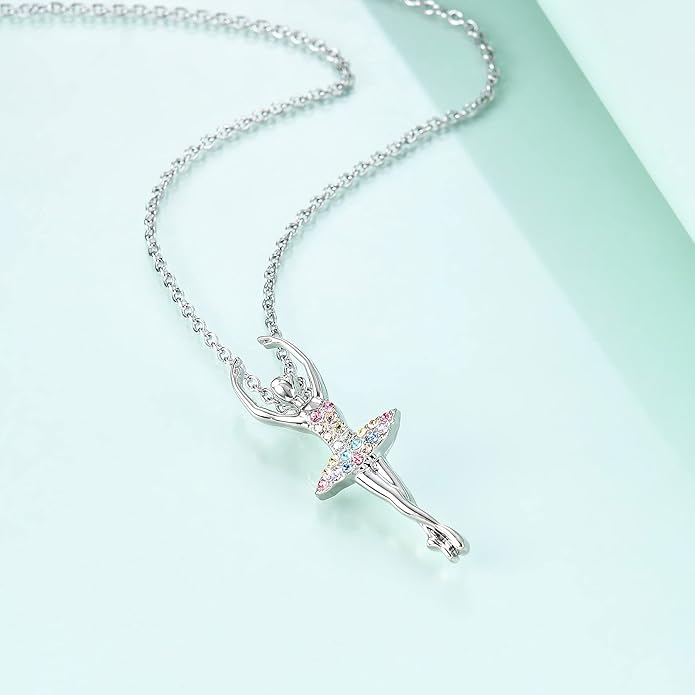 luomart Girls Necklace Ballerina Dance Recital Gifts for Women,Ballet Dancer Pendant Jewelry for Sister Mom Friends
