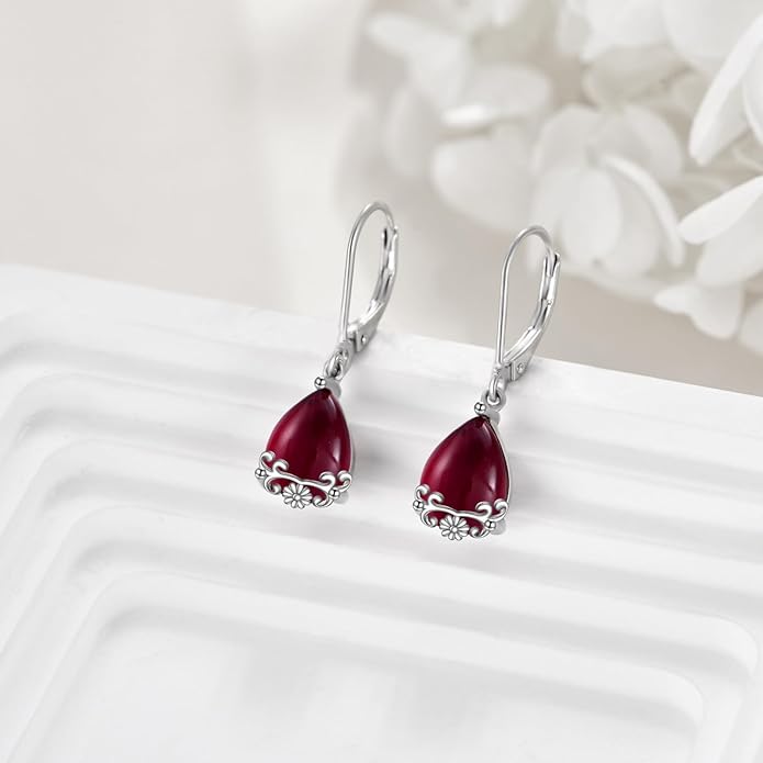 POPLYKE Celtic Filigree Teardrop Drop Dangle Earrings Sterling Silver Leverback Earrings Jewelry for Women
