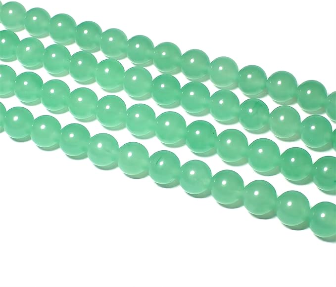 MJDCB Stone Beads 6mm 60pcs Round Mint Green Jade Loose Gemstone Bead Charms for Jewelry Making Bracelet Necklace Earring Pendant