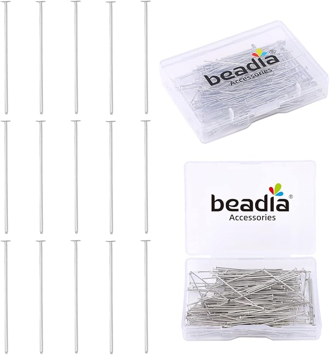 Platinum Plated Flat Head Pins Non Tarnish 35mm 200pcs for Jewelry Making Findings