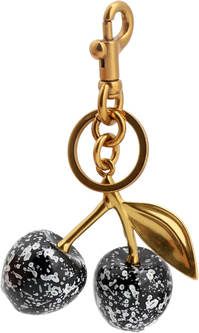 Cherry Keychain for Purse - Resin Alloy Silver Cherry Bag Charm，Cute Fruit Accessory for Women/Gift/Home/Car