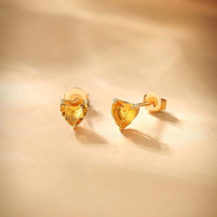 FANCIME 14k Solid Yellow Gold Stud Earrings Gemstone Prong Cluster Stud Earrings Fine Jewelry Gifts for Her Mom Women Wife