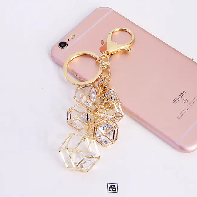 Rhinestone Car Keychain Diamond-Shaped Bag Charm