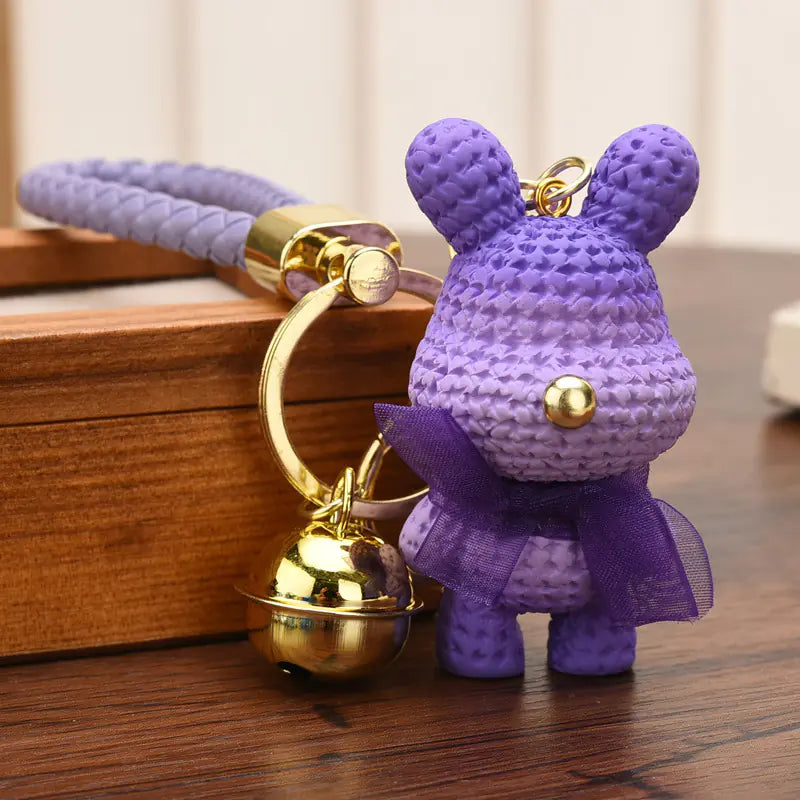 Cute Bear Resin Bow Bell Rabbit Keychain Pendant