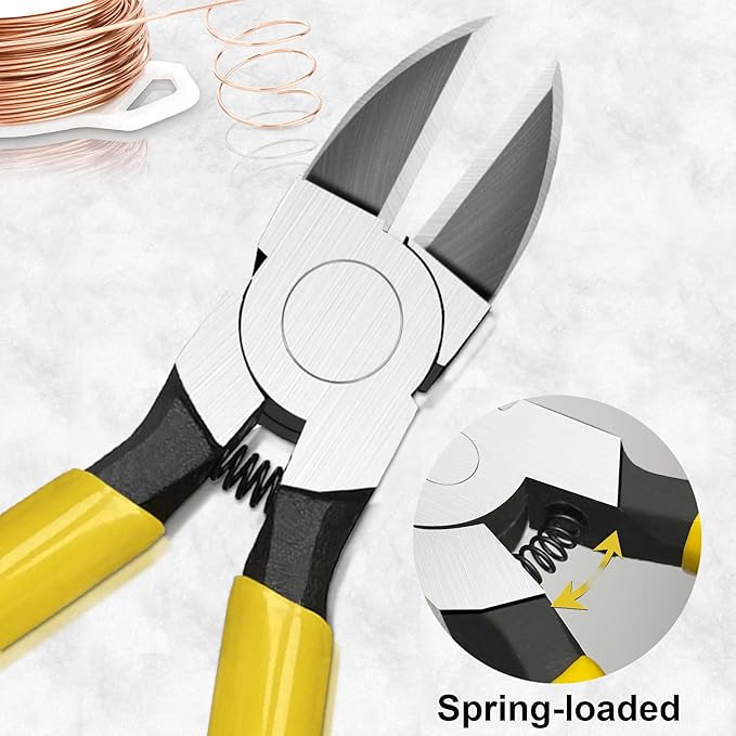 6 Inch Wire Cutters - Ultra Sharp Side Cutting Pliers with Spring, Flush Cutter for Jewelry Making & Electrical Work | Crafting, DIY, Precision Work Tool