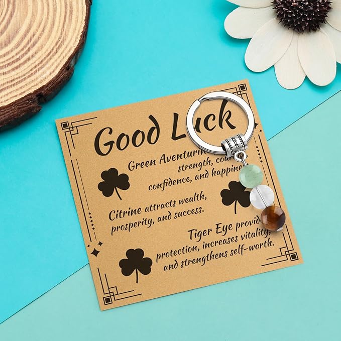 Good Luck Gifts Crystal Keychain for Women Men Relief Stress Anxiety Recovery Gift Inspirational Jewelry for Friends Sister Daughter New Job Promotion Leaving Gifts for Coworker Christmas Graduation