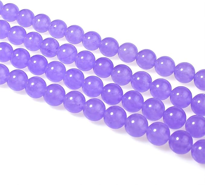 MJDCB Stone Beads 10mm 35pcs Round Lavender Purple Jade Loose Gemstone Bead Charms for Jewelry Making Bracelet Necklace Earring Pendant