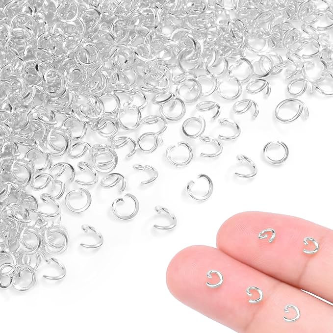 400pcs 5/32" Silver Tiny Jump Rings for Jewelry Making Replacement, Open Jump Ring Metal Jewelry Findings for Bracelets Necklaces Earrings Keychains Connectors Loops Repair Hardware