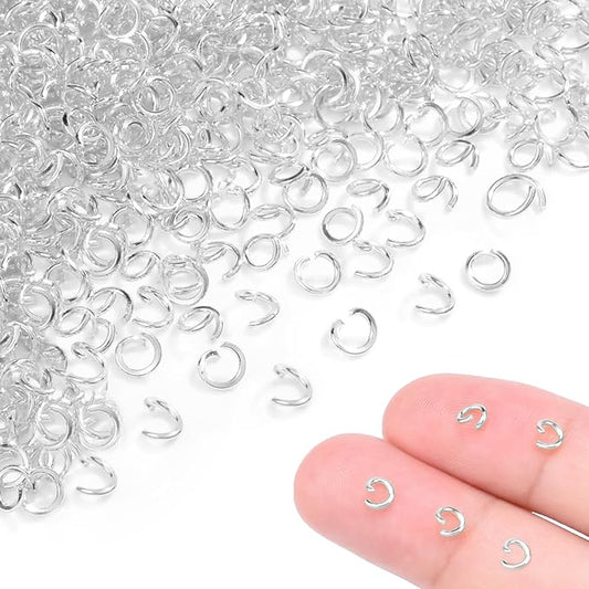 400pcs 5/32" Silver Tiny Jump Rings for Jewelry Making Replacement, Open Jump Ring Metal Jewelry Findings for Bracelets Necklaces Earrings Keychains Connectors Loops Repair Hardware