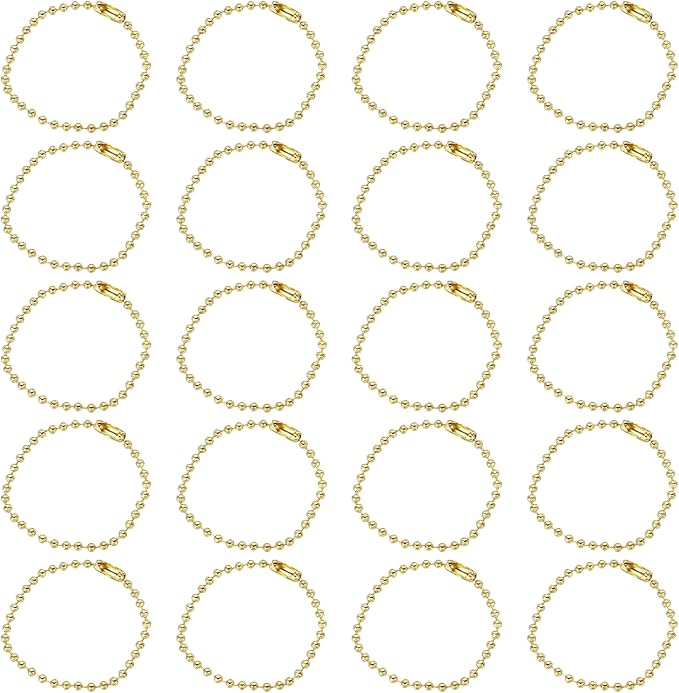 MECCANIXITY 30Pcs 5 Inch Ball Bead Chain, Metal Ball Chain with Connectors for Keychain Hanging Ornament Tag Jewelry Necklace Christmas Decoration,Gold
