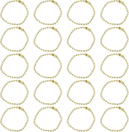 MECCANIXITY 30Pcs 5 Inch Ball Bead Chain, Metal Ball Chain with Connectors for Keychain Hanging Ornament Tag Jewelry Necklace Christmas Decoration,Gold