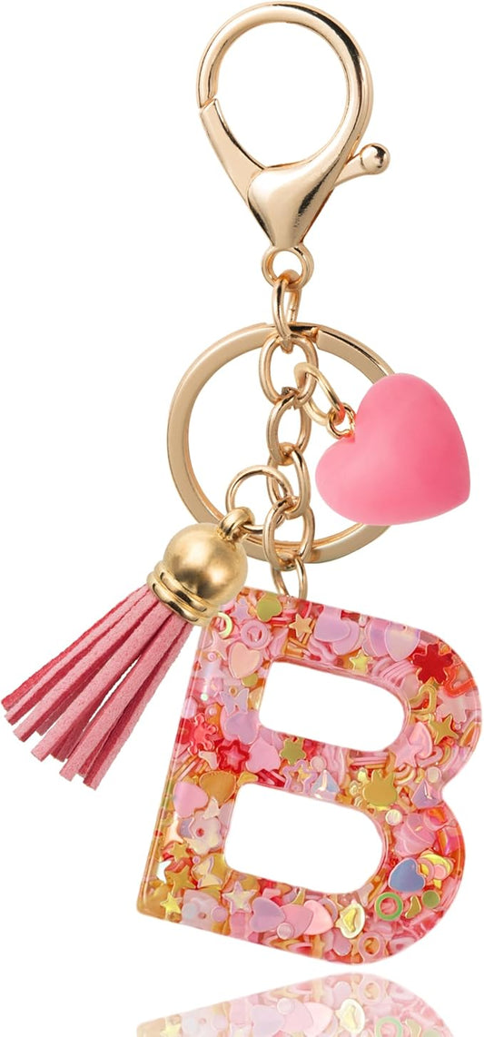 Alphabet Initial Letter Keychain Cute Heart Resin - Letter Keychain for Backpack Charms - Initial Keychains for Women