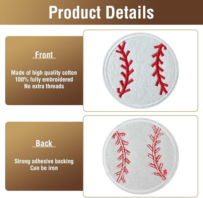 WILDREEDS 12pcs Iron on Baseball Softball Patches, Embroidered Appliques Patch for Sport Cap Shirts Jackets Hats Jeans Shoes Bags-2.5 Inch