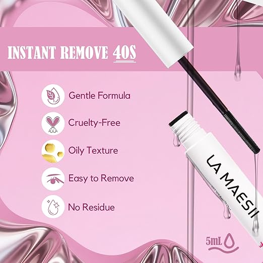 LA MAESII Lash Remover for Lash Clusters 5ML DIY Eyelash Extension Remover Clear Remover Gentle Formula for Sensitive Eyes