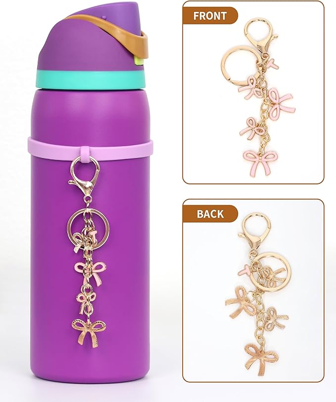 Bow Purse Charms Keychain - Pink Bow Alphabet Letter Key Chain, Bag Charms Wallet
