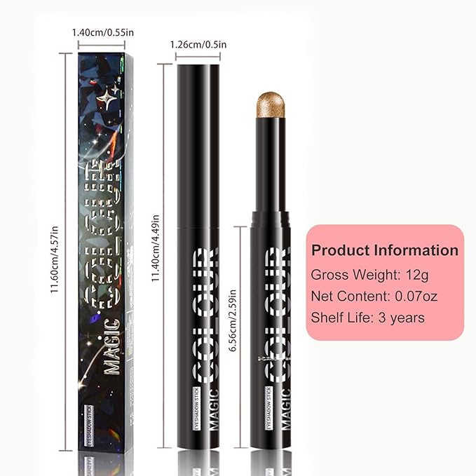 Waterproof Instant Set Shimmer Cream Eyeshadow Stick, Creamy Texture, Long-Lasting, Glitter Boosted, Perfect for Beginners & Models, Multiple Shades Available(17#)