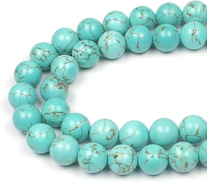 MJDCB Best Sellers Stone Beads Turquoise Round Loose Beads for Jewelry Making DIY Bracelet Necklace (6mm)