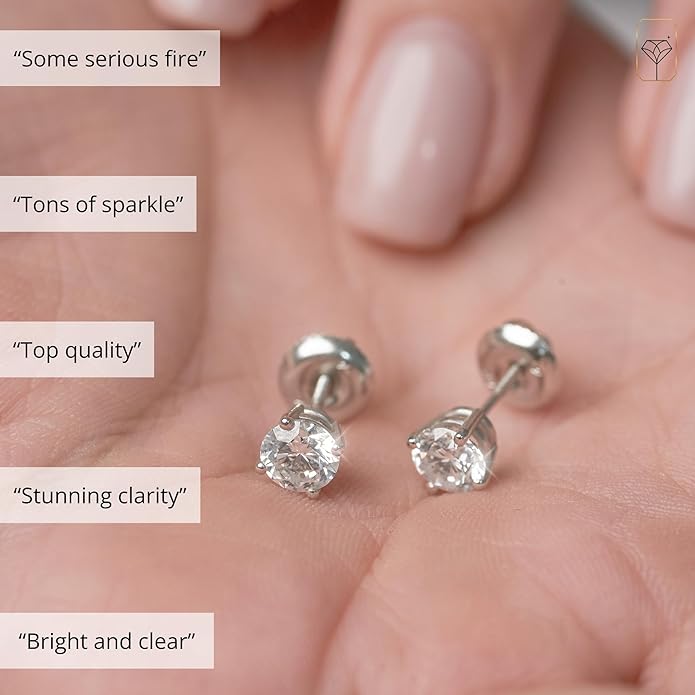 1/4-2 Carat IGI Certified Lab Grown Diamond Stud Earrings | Solitaire Real Diamonds Earring for Women in I-J Color & SI1-SI2 Clarity | 14K Gold Diamond Studs with Secure Backs by MAX + STONE