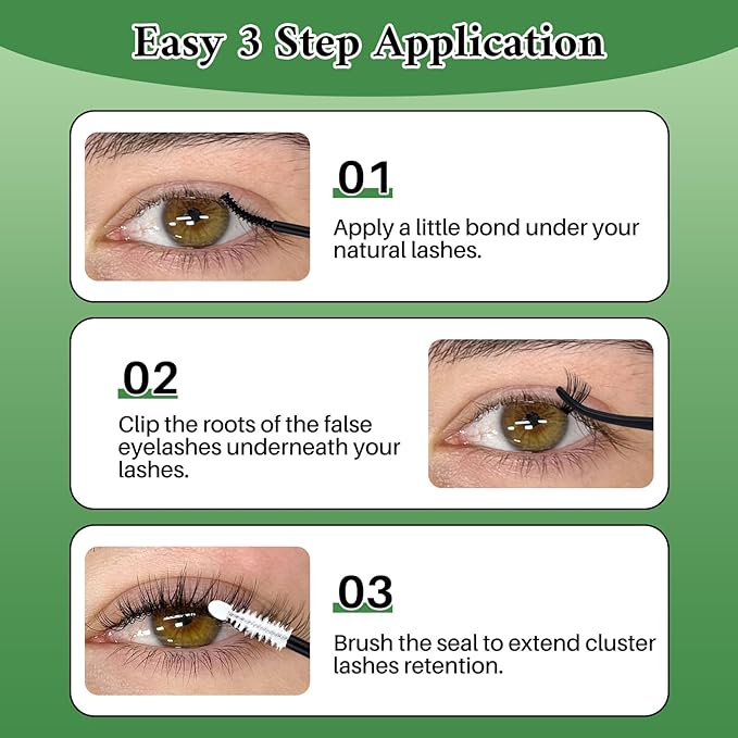 Lash Clusters Kit Wispy Eyelash Clusters Kit Lashes Clusters Kit Cluster Eyelash Extensions Pestañas Postizas Naturales+Lash Bond and Seal*2,Remover*2,Lash Tweezers*2,Mascara Brush*2(6 Boxes Kit-2)
