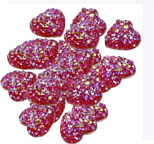 100PCS Heart Shape Resin Buttons, 0.47inch Glitter Flatback Love Buttons Flat Scrapbookiing Making Craft Decor for DIY Crafts Necklace Earring Bracelet