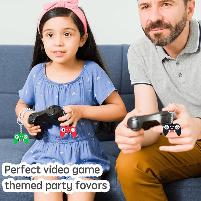 24PCS Video Game Party Favors, Mini Game Controller Keychains, Goodie Bags Keychain, Game Controller Theme Gift for Child Birthday Party, 8 Colors (24pcs)