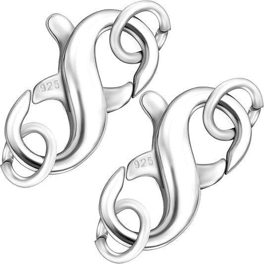 Dailyacc S925 Double Opening Lobster Clasp Sterling Silver and Gold Necklace Bracelet Extender Clasps and Closures for DIY Jewelry