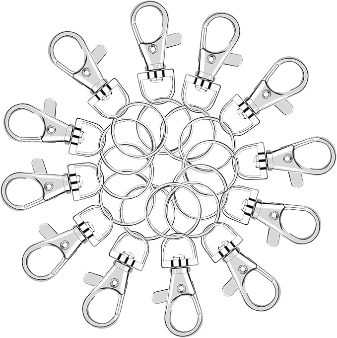 SANNIX 60pcs Keyrings Key Chain Clip Hooks Swivel Clasps Lanyard Snap Hooks with Split Key Rings, Keychain Hooks for Hanging Crafts Jewellery Making