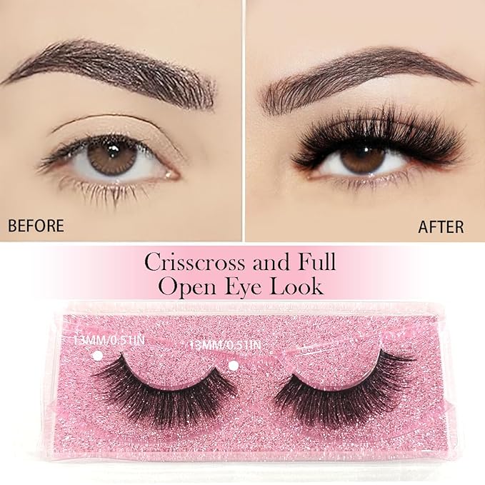 Wholesale Faux Mink Lashes 50 Pair Natural Look Fluffy Eyelashes Soft Lashes Bulk 5 Styles Volume Lashes with Individual Package