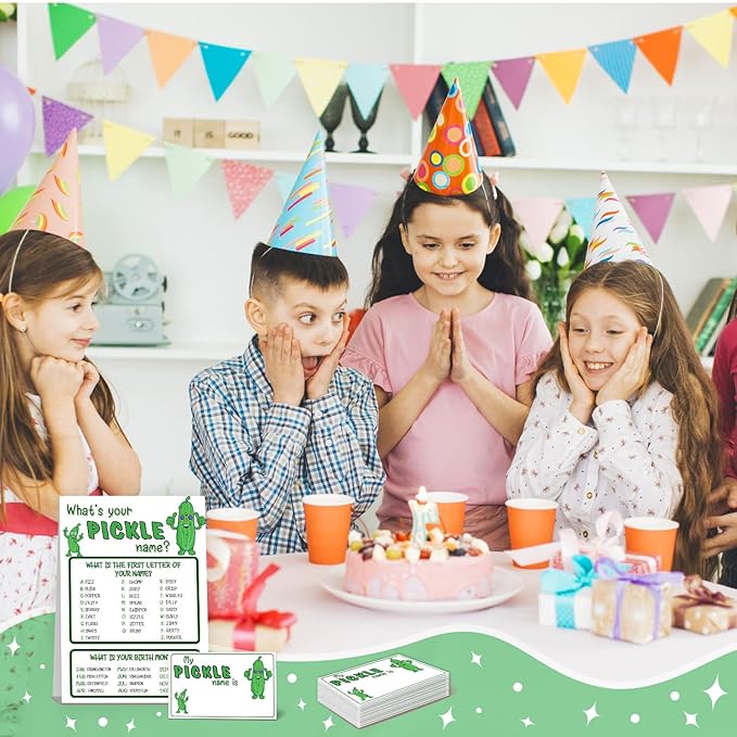 Pickle Party Decorations, Pickles Theme Birthday Party Sign for Boys Girls, Kids Activity Cards, What's Your Pickle Name Game, Activity Supplies